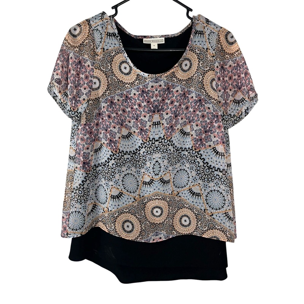 Dana Buchman Women's Short Sleeve Layered Blouse Top S Lined